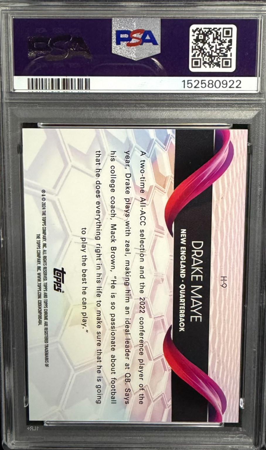 2024 Topps Chrome - Drake Maye RC Helix SSP Case Hit #H-9 (RC) PSA 9 Patriots
