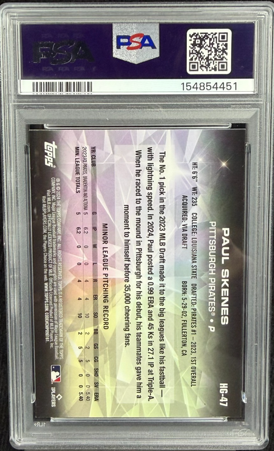 2024 Topps Hidden Gems #HG47 Paul Skenes PSA 9