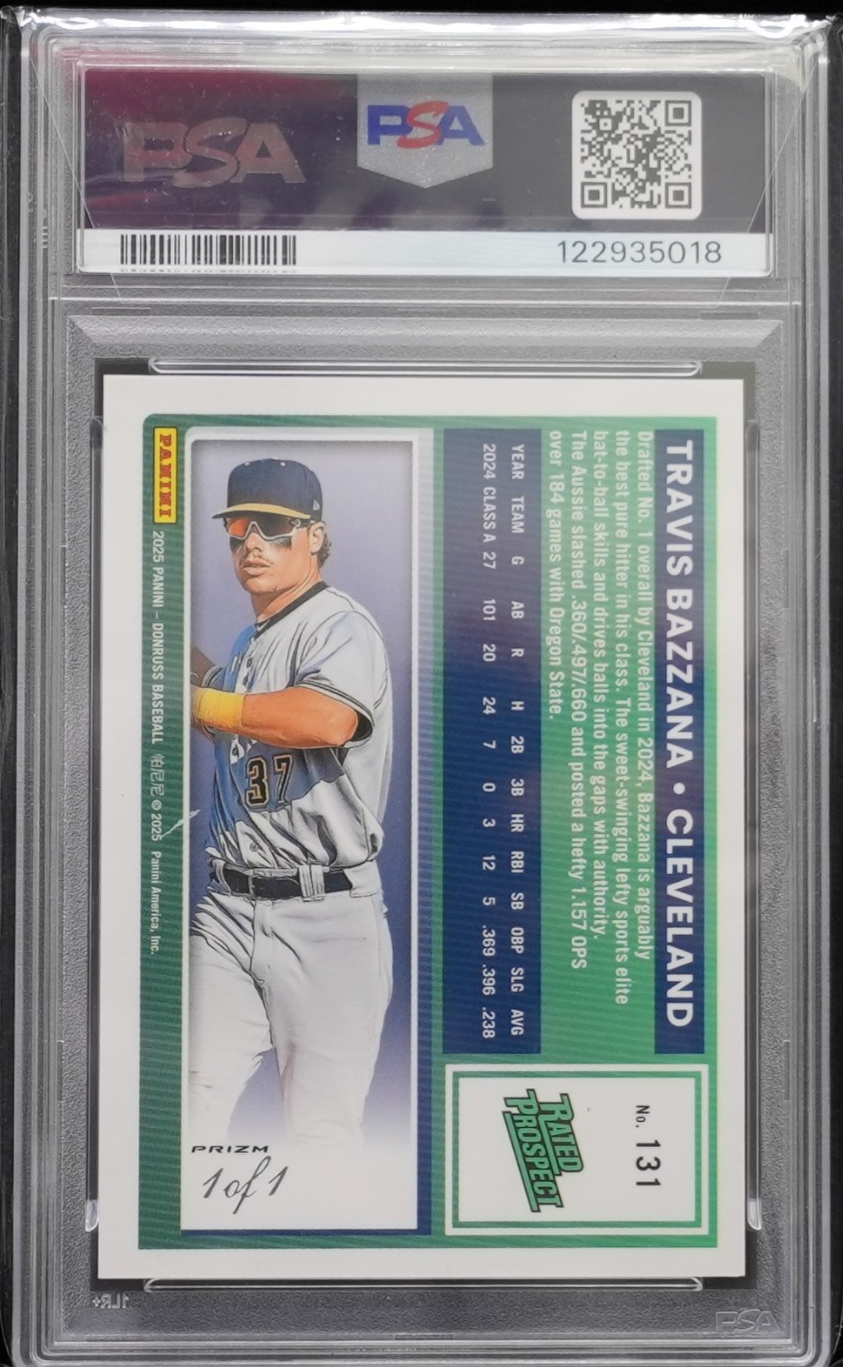 2025 Donruss Optic Rated #131 Gold Vinyl 1/1 Travis Bazzana PSA 9 SUPERFRACTOR