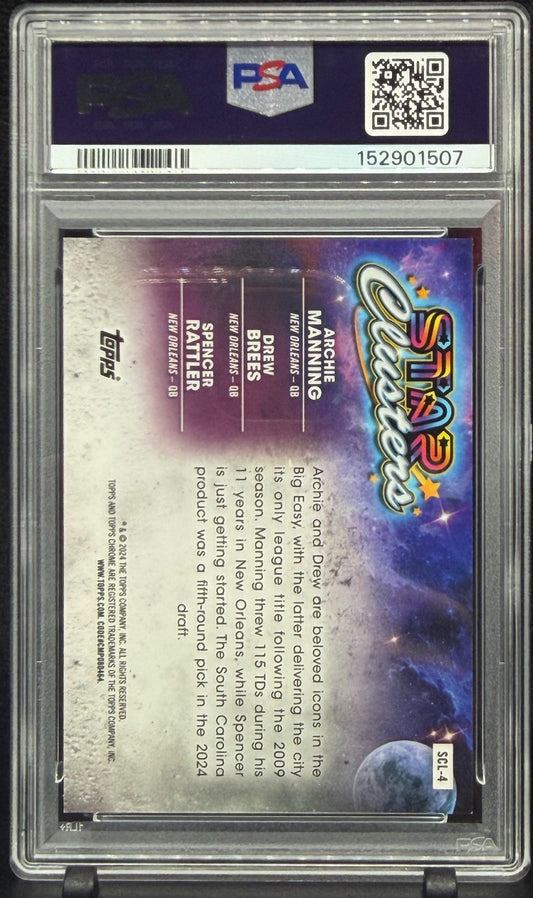 2024 Topps Cosmic Chrome Star Clusters Manning/Brees/Rattler SCL4 PSA 9