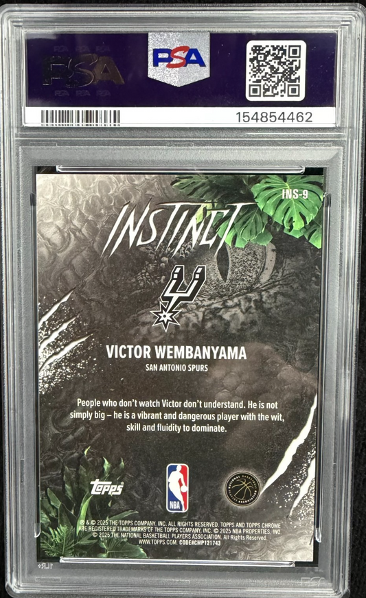 2025 26 Topps Chrome Instinct Victor Wembanyama INS-9 ORANGE REFRACTOR /25 PSA