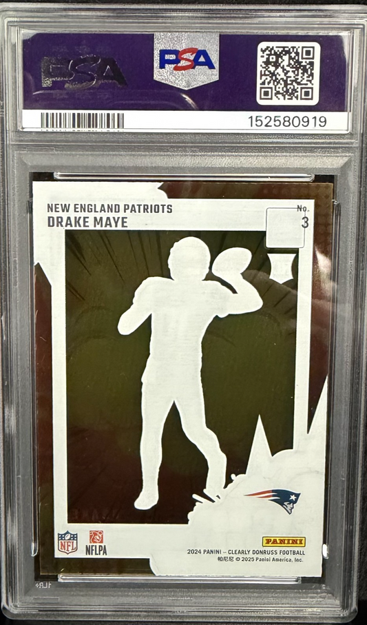 2024 Panini Clearly Donruss Clearly Bomb Squad Drake Maye #3 (RC) PSA 10