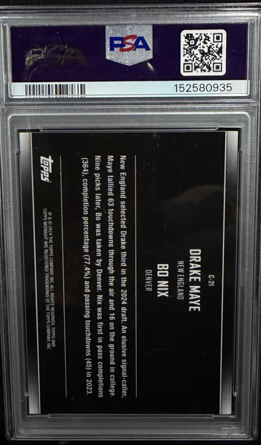 Drake Maye Bo Nix 2024 Topps Midnight Constellations Winter Solstice /35 PSA 10