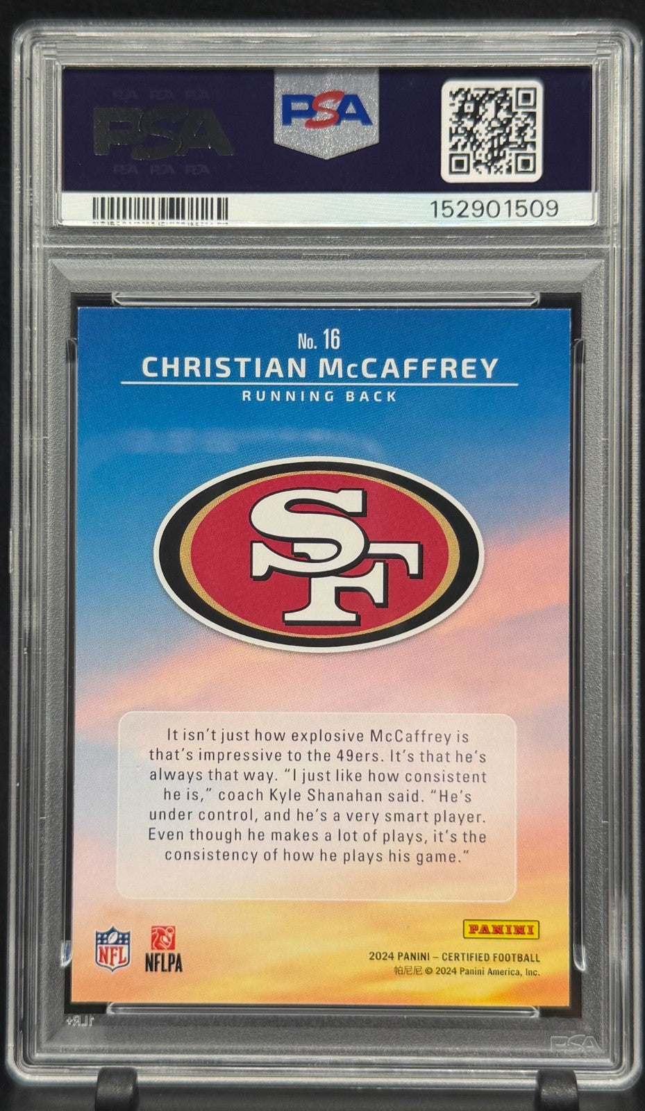 2024 Panini Certified Christian McCaffrey Franchise Foundations 1/1 PSA 9