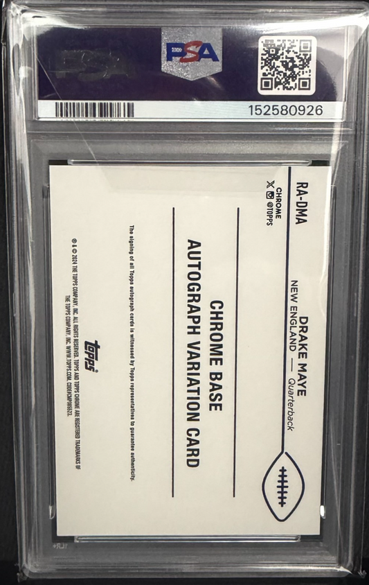 2024 Topps Chrome Sapphire Rookie Auto /25 Drake Maye #RA-DMA Orange PSA 10