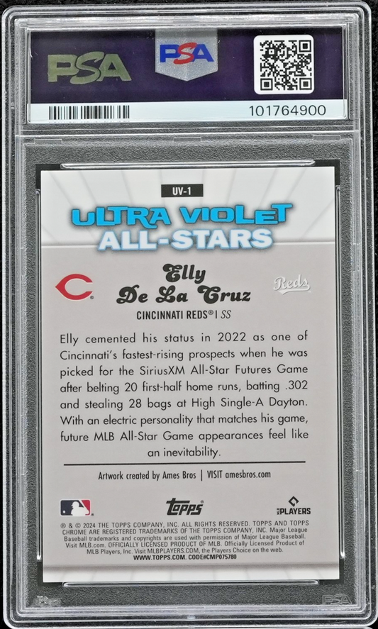 2024 Topps Chrome Elly De La Cruz Ultra Violet Orange Refractor/25 PSA 9