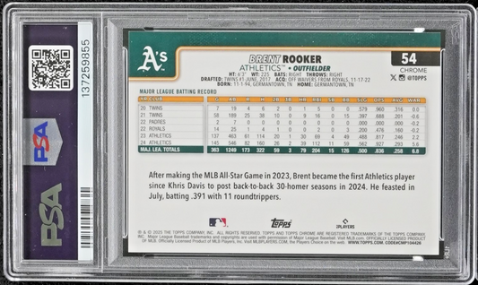 2025 Topps Chrome - Brent Rooker #54 Geometric Refractor Red /5 PSA 9 - POP 1!!