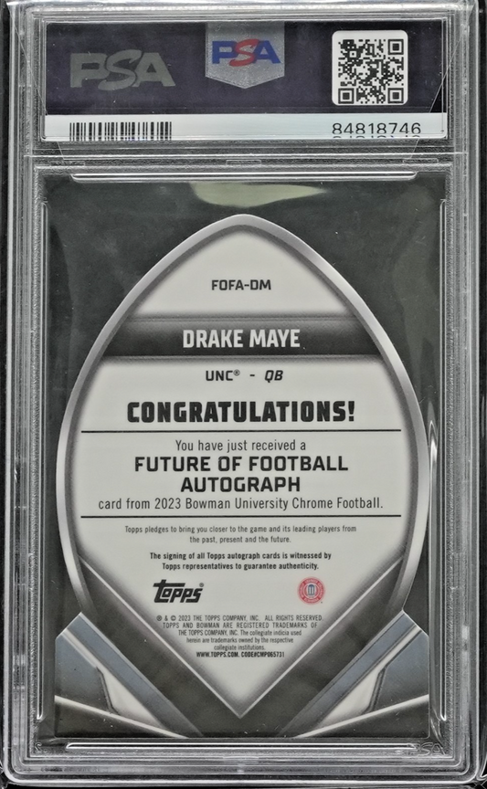 2023 Bowman U Chrome Future of Football Autographs Orange Drake Maye /25 PSA 9