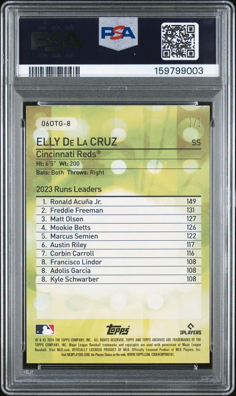 2024 Topps Archives 06 Own the Game Elly De La Cruz 06OTG-8 (RC) /1 FOILFRACTOR