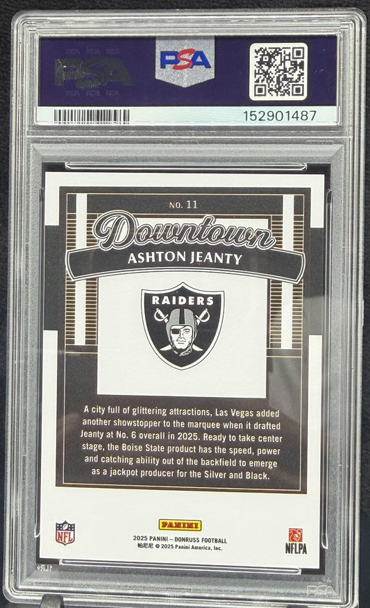2025 Panini Donruss - Downtown! Ashton Jeanty #11 (RC) PSA 10