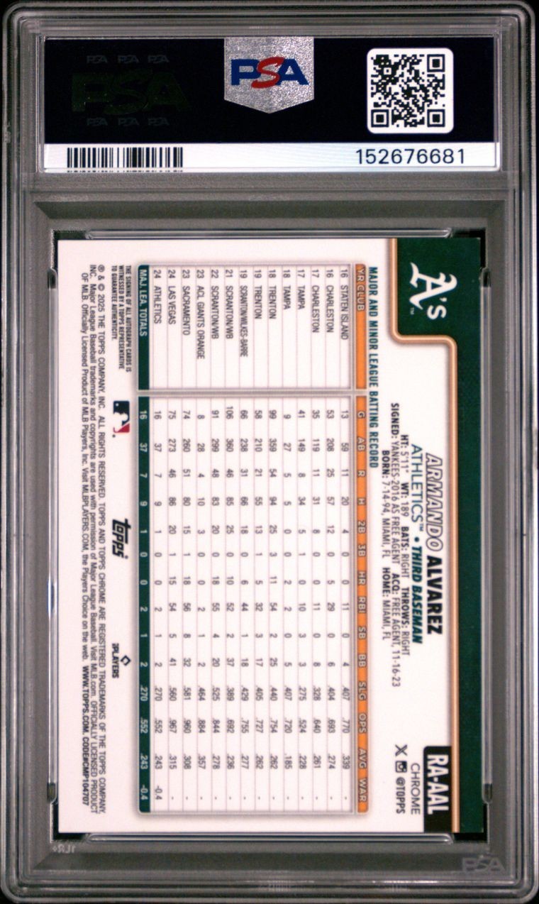 2025 Topps Chrome Rookie Autographs Armando Alvarez #RA-AAL Gold Wave Refractor