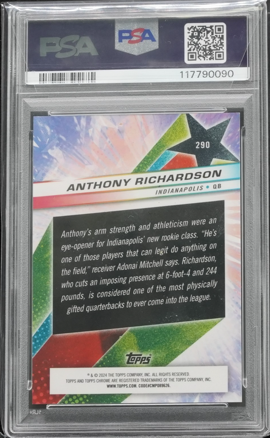 2024 Topps Cosmic Chrome Pink 1/1 #290 Anthony Richardson 1/1 PSA 9