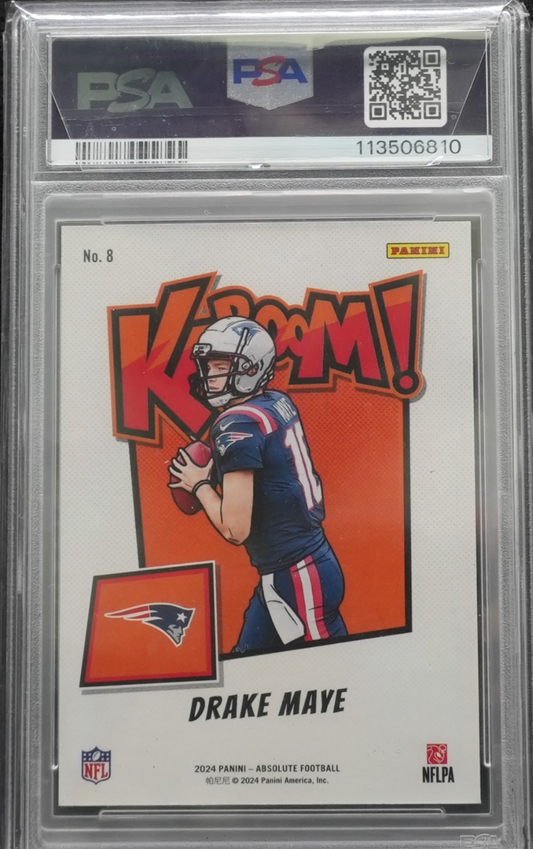 2024 Panini Absolute #8 Horizontal Kaboom! Drake Maye RC PSA 9