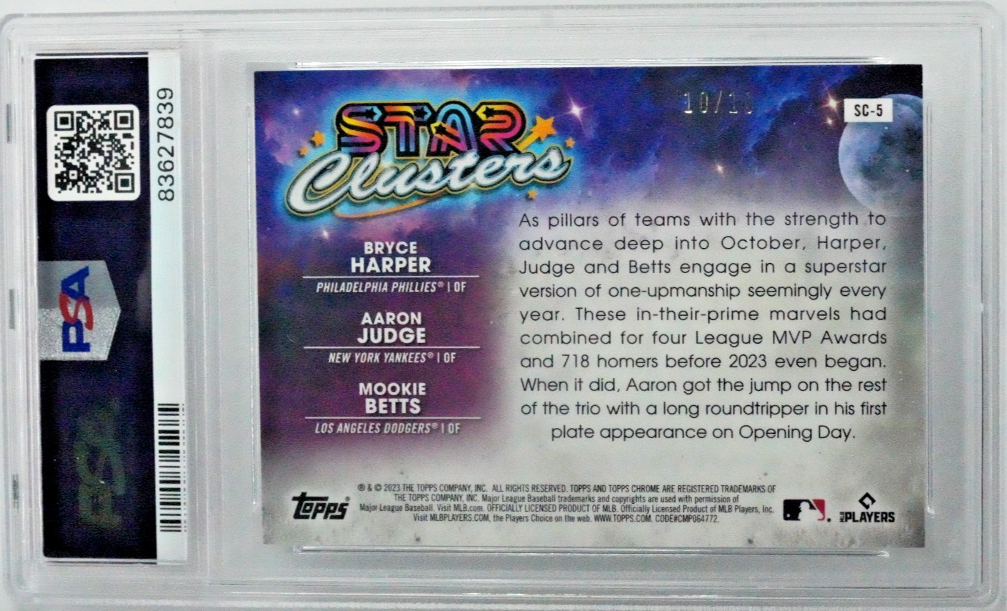 2023 Cosmic Chrome Star Clusters Harper Judge Betts /10 Black Eclipse #SC5 PSA 9