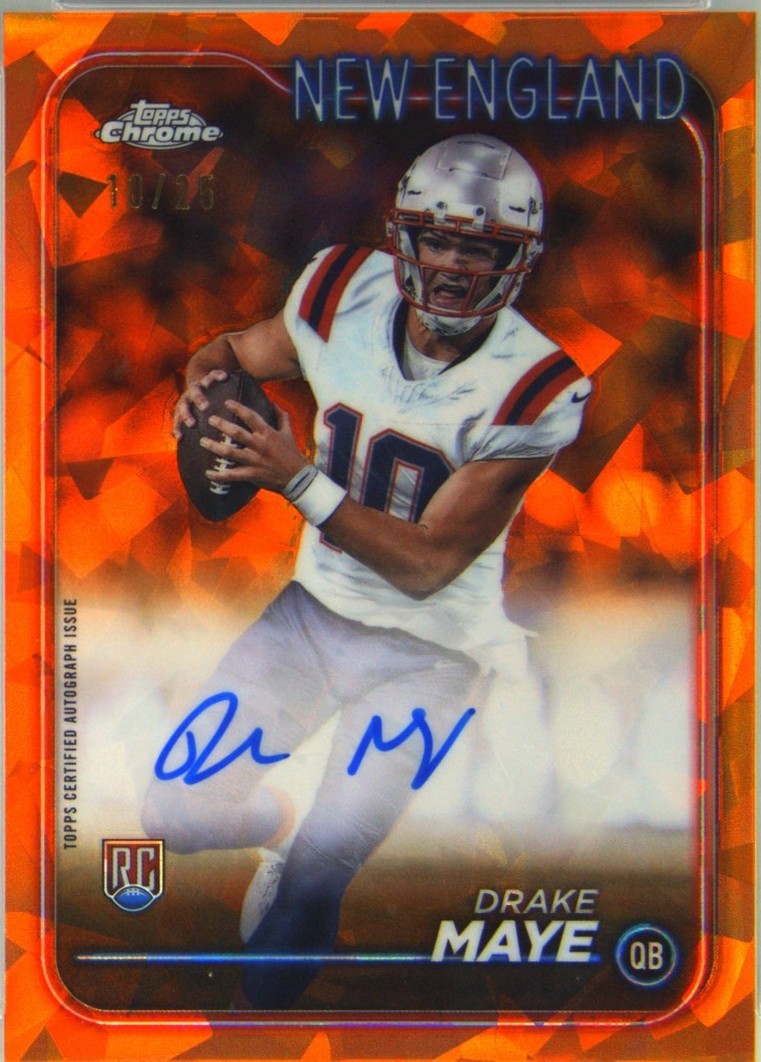 2024 Topps Chrome Sapphire Rookie Auto /25 Drake Maye #RA-DMA Orange PSA 10