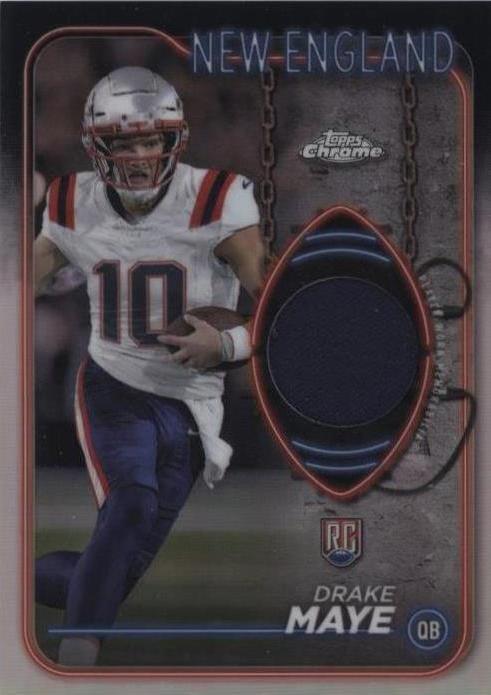 2024 Topps Chrome Rookie Relics Drake Maye #CRR-DM (MEM, RC) Orange /25 PSA 8