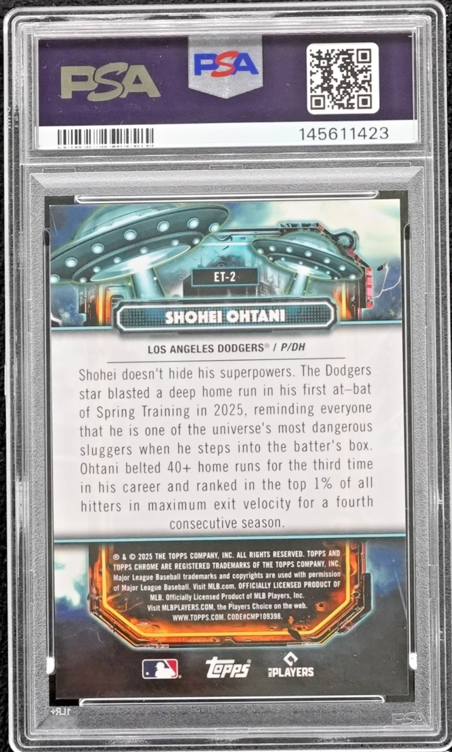 2025 Topps Cosmic Chrome Extraterrestrial Talent #2 Shohei Ohtani 74/75 PSA 8