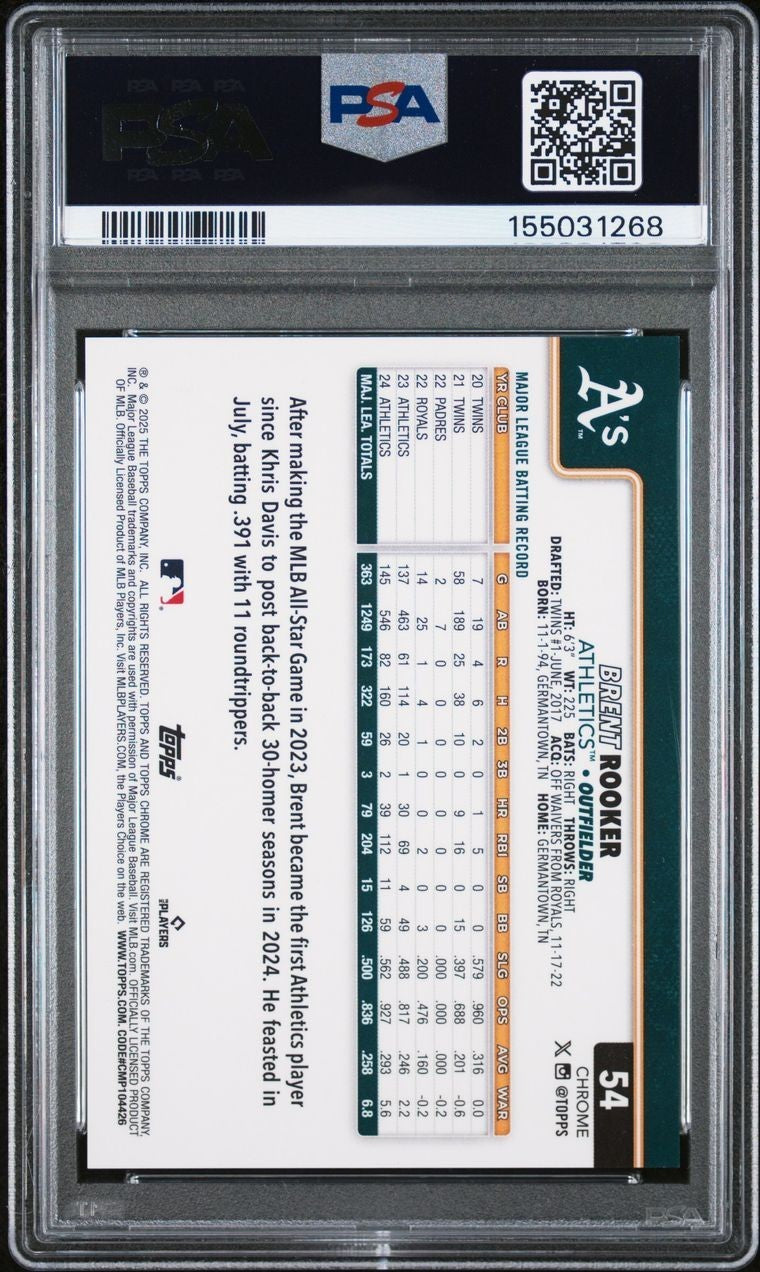 2025 Topps Chrome - Brent Rooker #54 ORANGE /25   LAVA Refractor PSA 9