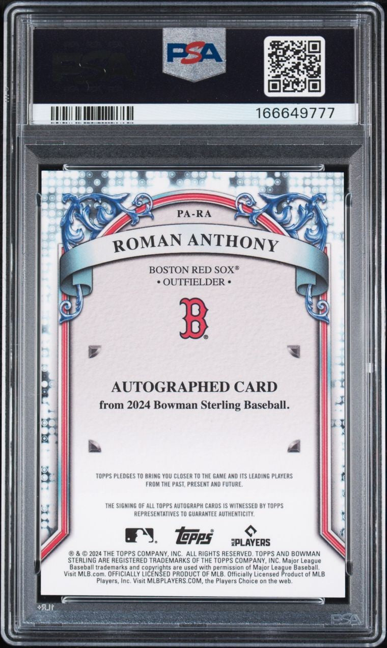 2024 BOWMAN STERLING PROSPECT AUTOGRAPGHS ROMAN ANTHONY /99 #PA-RA SPECKLE PSA 9