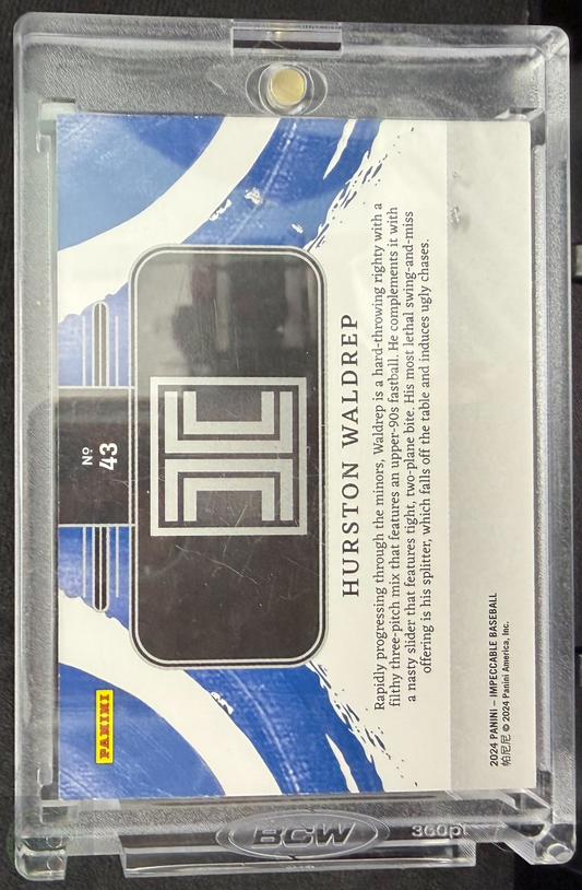 2024 Panini Impeccable Atlanta Braves 1/1 Hurston Waldrep Gold Bar 1/2 Toz