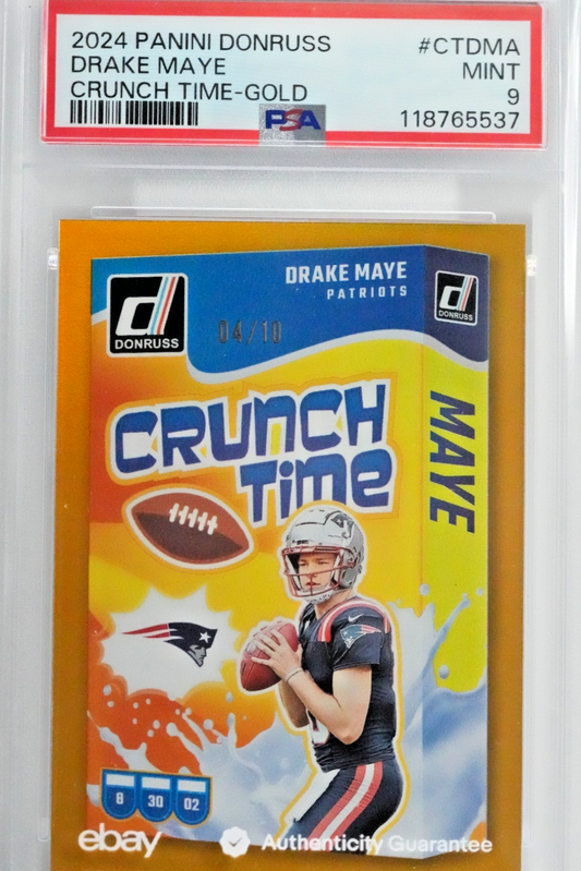 DRAKE MAYE ROOKIE GOLD /10 2024 PANINI DONRUSS #12 CRUNCH TIME RC # /10
