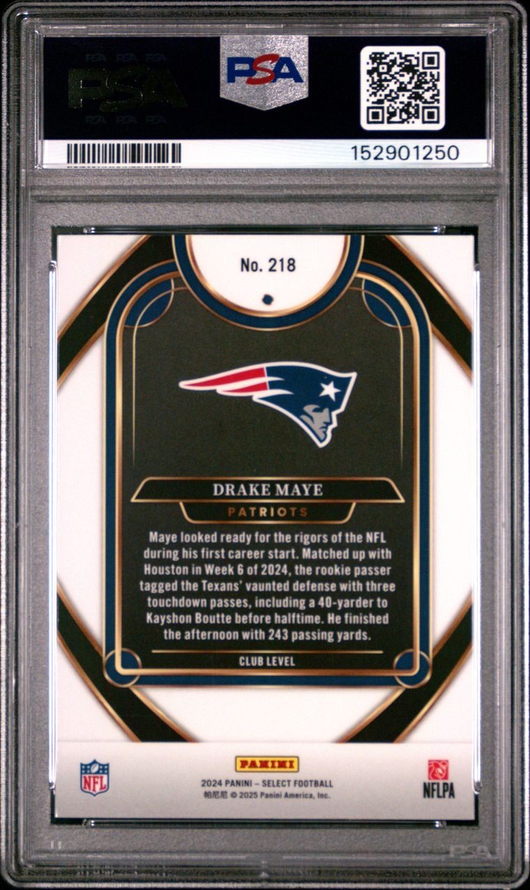 2024 Panini Select Football Club Level Drake Maye #218 (RC) PSA GEM 10