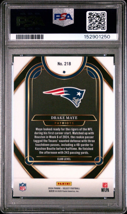 2024 Panini Select Football Club Level Drake Maye #218 (RC) PSA GEM 10