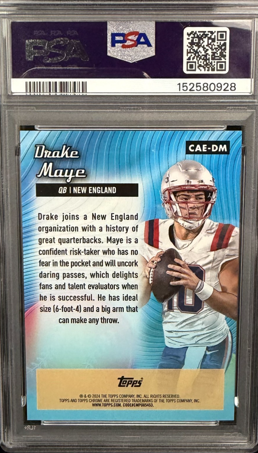 2024 Topps Chrome Football - Drake Maye RC All-etch gold /50 Refractor PSA 9