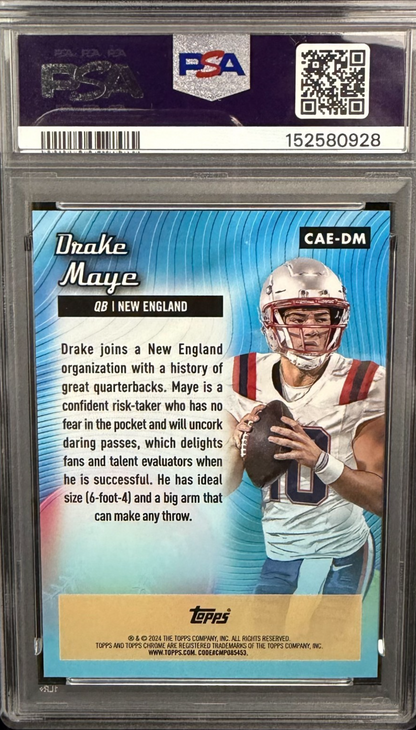 2024 Topps Chrome Football - Drake Maye RC All-etch gold /50 Refractor PSA 9