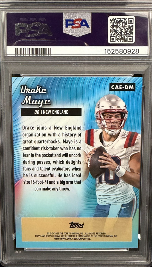 2024 Topps Chrome Football - Drake Maye RC All-etch gold /50 Refractor PSA 9