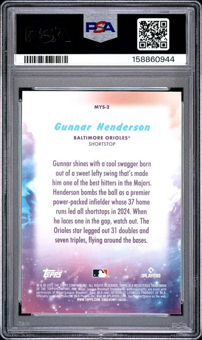 2025 Topps Update Series - Mystical Gunnar Henderson #MYS-2 PSA 8 ORIOLES