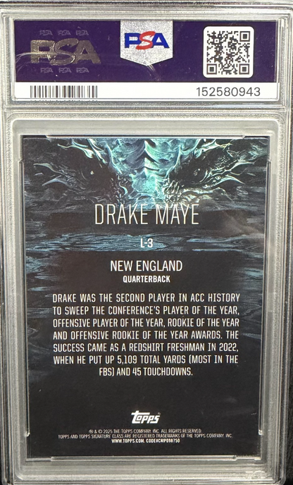 2024 Topps Signature Class L-3 Drake Maye Rookie Leviathans PSA 10