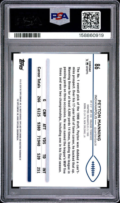 2024 Topps Chrome Peyton Manning #86 Orange GEOMETRIC  Refractor /25 PSA 9