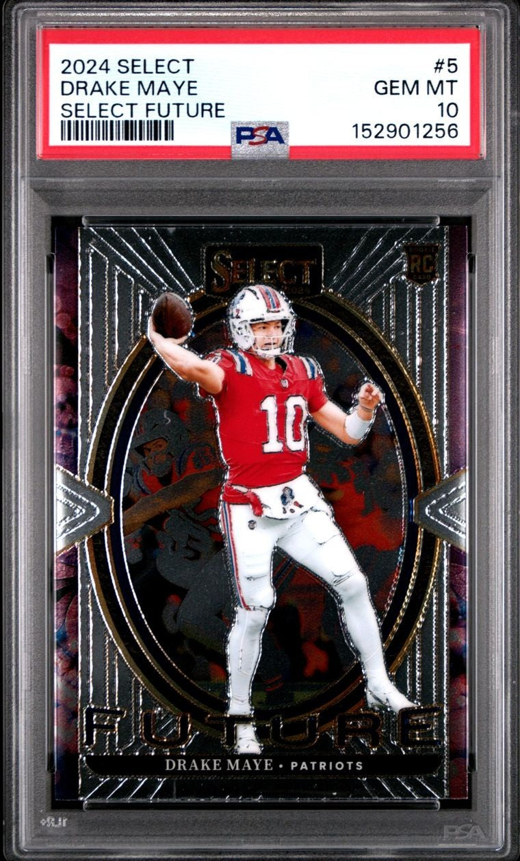 2024 PANINI SELECT FOOTBALL  - SELECT FUTURE DRAKE MAYE #5 RC PATRIOTS PSA 10