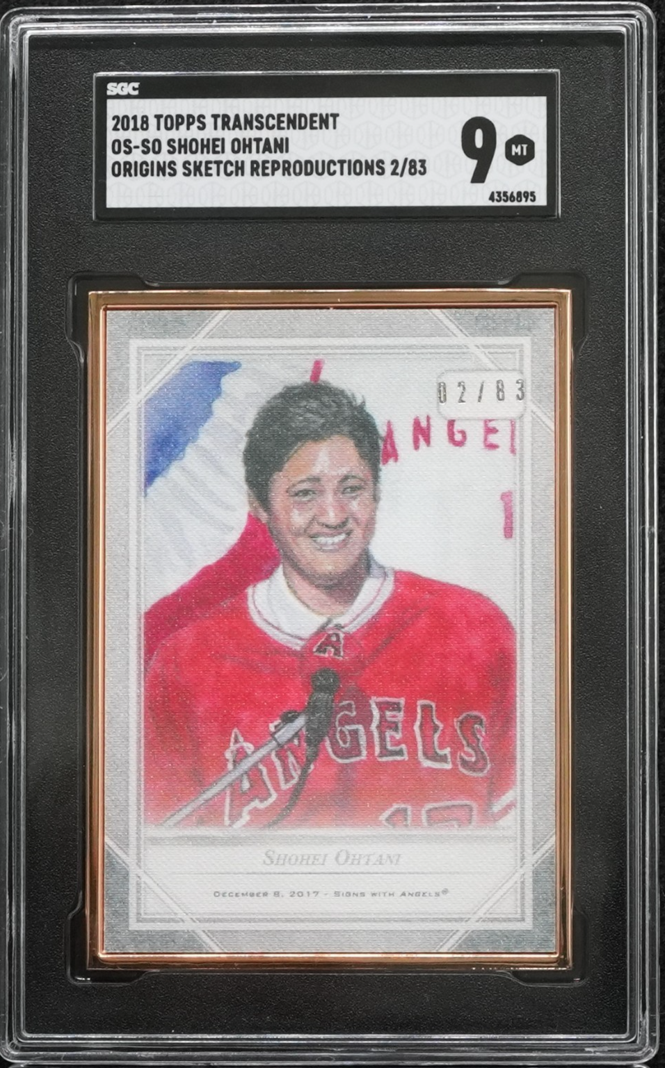 2018 Topps Transcendent Shohei Ohtani Origins Sketch Reproduction 2/83 (RC)