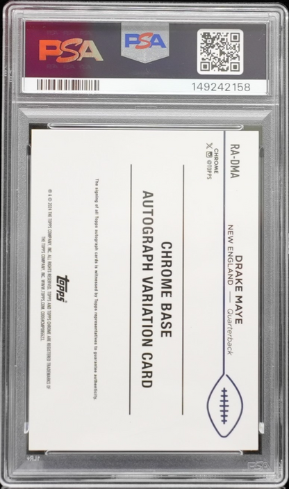 2024 Topps Chrome Rookie Auto True Green Refractor #RADMA Drake Maye /99  PSA 10