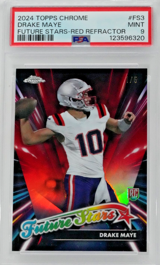 2024 Topps Chrome Future Stars Drake Maye #FS3 Red Refractor PSA 9