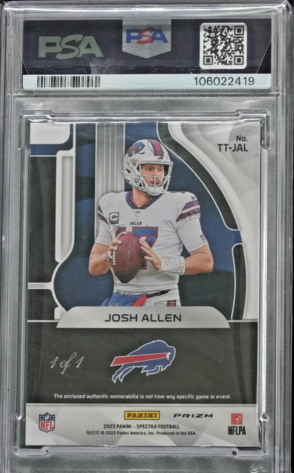 2023 Spectra Josh Allen Triple Threats  1/1 PSA 7 SUPERFRACTOR GOLD VINYL