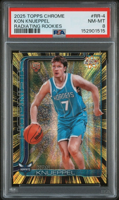 2025-26 Topps Chrome BASKETBAL - Radiating Rookies Kon Knueppel #RR-4 PSA 8 RC