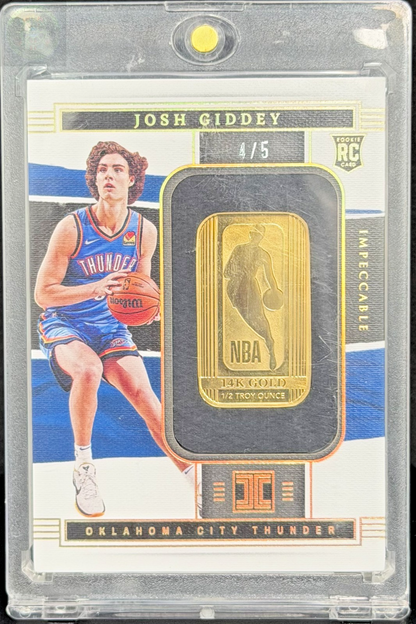 2021-22 Panini Impeccable 4/5 Josh Giddey Gold Bar 1/2 Toz