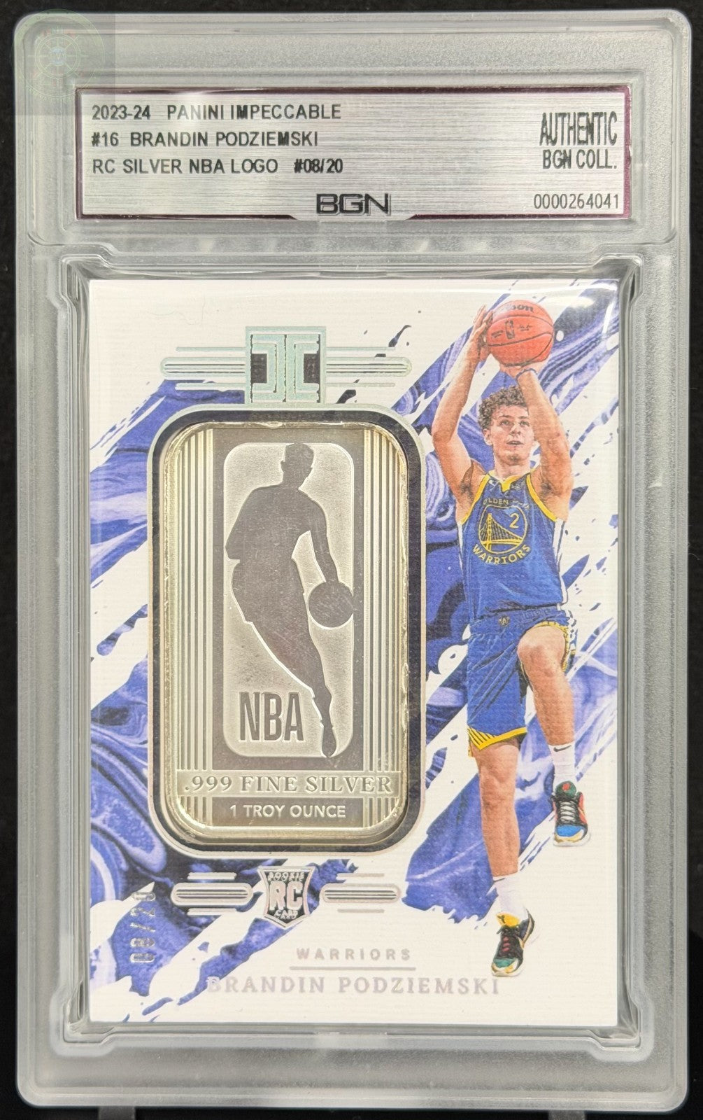 2023-24 Panini Impeccable Brandin Podziemski Silver Bar