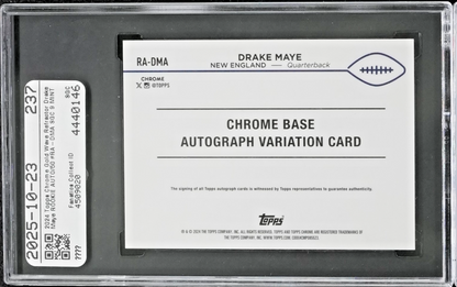 2024 Topps Chrome - Rookie Autographs Drake Maye #RA-DMA Gold Wave Refractor /50