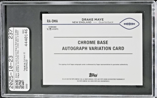 2024 Topps Chrome - Rookie Autographs Drake Maye #RA-DMA Gold Wave Refractor /50