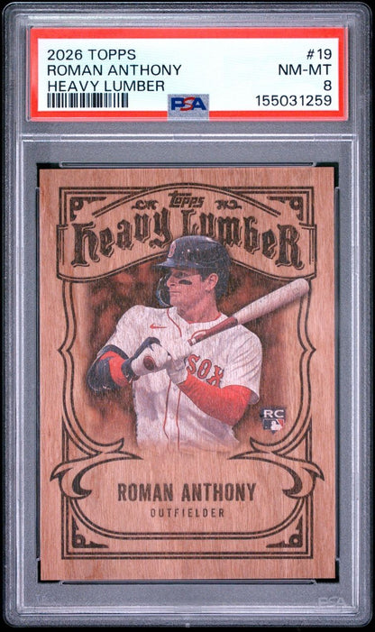 2026 TOPPS BASEBALL HEAVY LUMBER #19 ROMAN ANTHONY RED SOX RC PSA 8