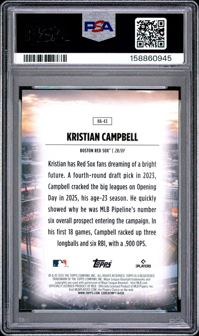 2025 Topps Update Series  Home Field Advantage Kristian Campbell #HA-43 RC PSA 8