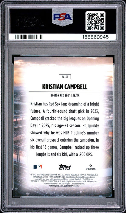 2025 Topps Update Series  Home Field Advantage Kristian Campbell #HA-43 RC PSA 8