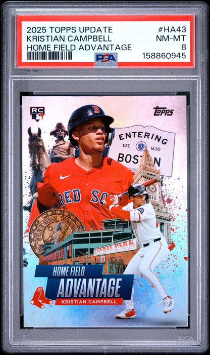 2025 Topps Update Series  Home Field Advantage Kristian Campbell #HA-43 RC PSA 8