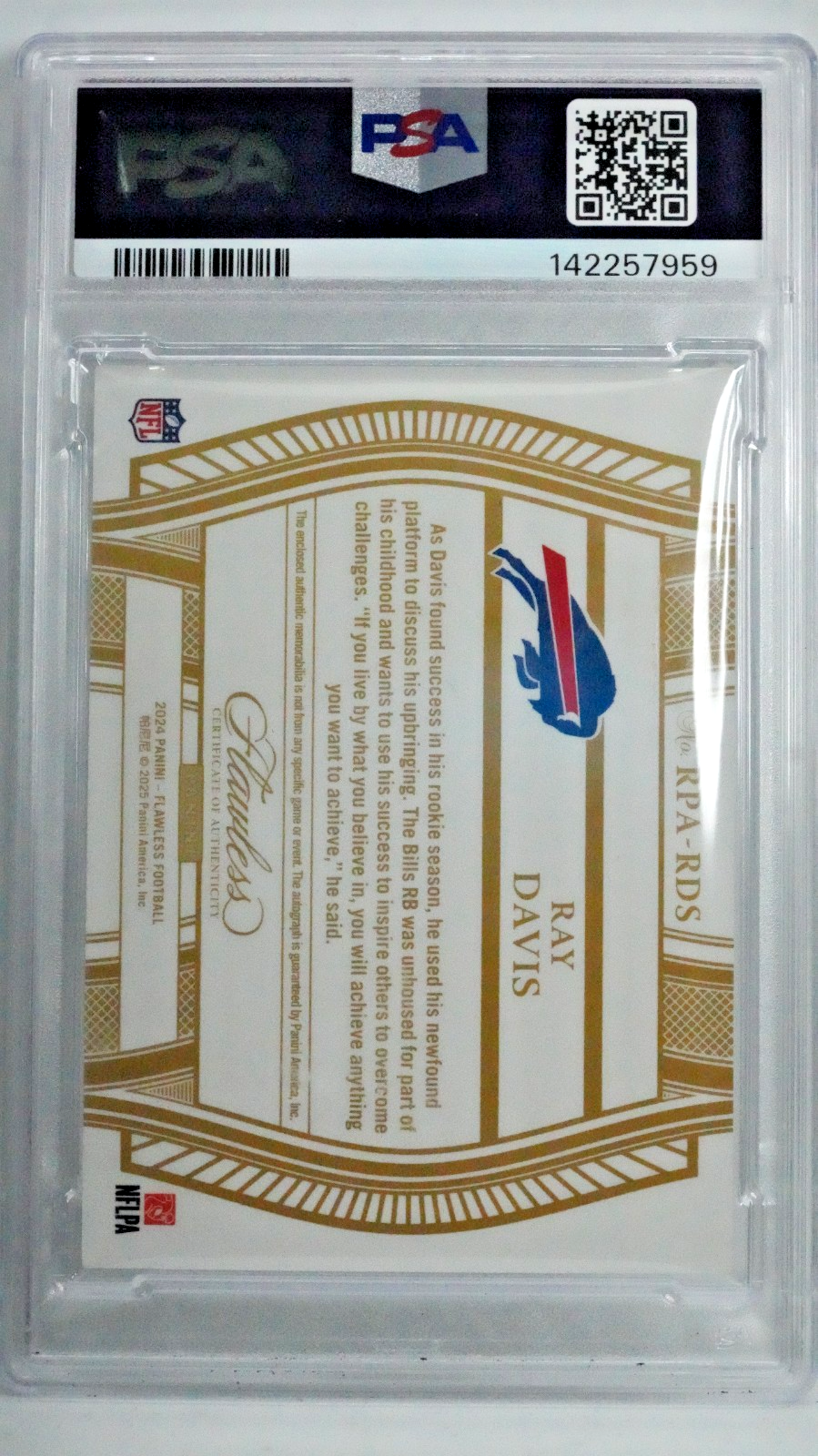 2024 Flawless - RAY DAVIS #RPA-RDS - Rookie Emerald Patch Auto - 1/5 - PSA 8