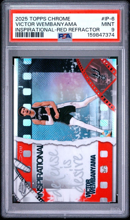 2025 TOPPS CHROME BASKETBALL VICTOR WEMBANYAMA INSPIRATIONAL RED REFRACTOR 5/5