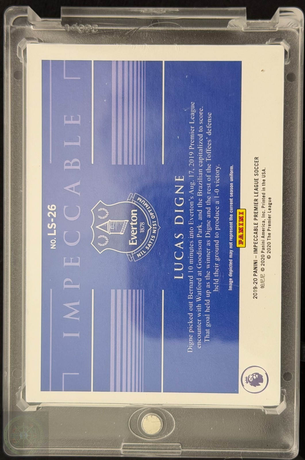 2019-20 Panini Impeccable Lucas Digne Everton 1 Ounce Silver Bar